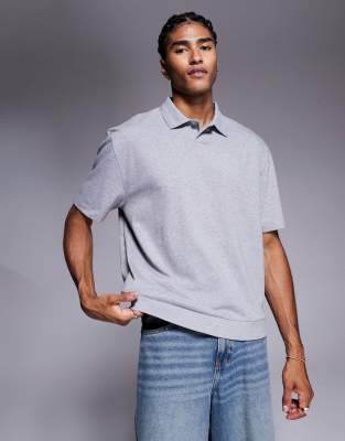 ASOS DESIGN relaxed polo in gray heather - view 1