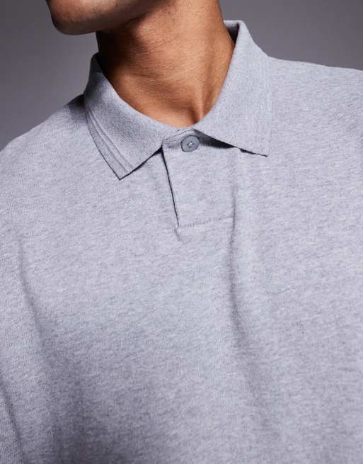 ASOS DESIGN relaxed polo in grey marl , 3 of 4