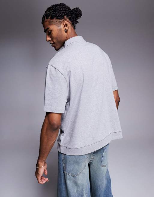 ASOS DESIGN relaxed polo in grey marl , 4 of 4