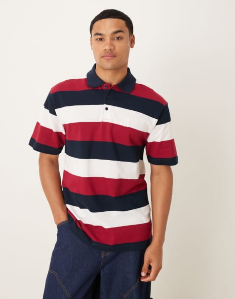 ASOS DESIGN relaxed polo in textured stripe - view 1