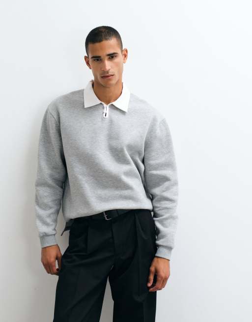ASOS DESIGN relaxed polo met inkeping en knopen in grijs, 2 van 5