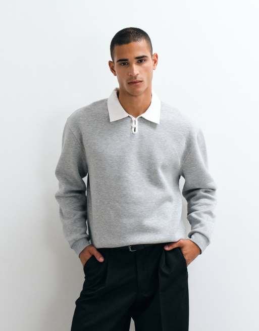 ASOS DESIGN relaxed polo met inkeping en knopen in grijs, 4 van 5