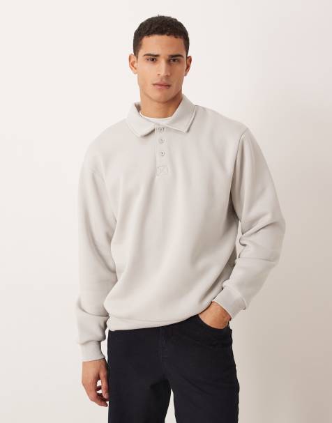 ASOS DESIGN relaxed polo neck sweatshirt in gray - view 1