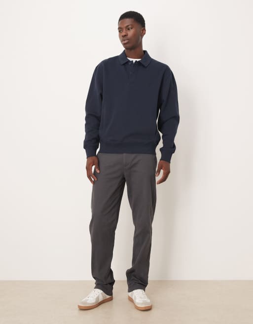 ASOS DESIGN relaxed polo neck sweatshirt in navy, 2 of 5