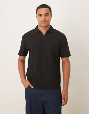 Asos Design Relaxed Polo Shirt In Black