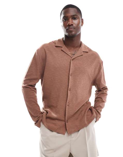 ASOS DESIGN relaxed  polo shirt in brown - view 1