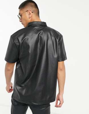 leather jacket and polo shirt