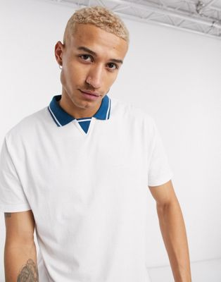 ASOS DESIGN relaxed polo shirt with contrast revere neck in white | ASOS