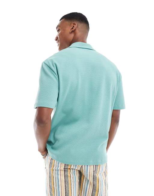 ASOS DESIGN relaxed polo shirt with revere collar in green , 4 of 4