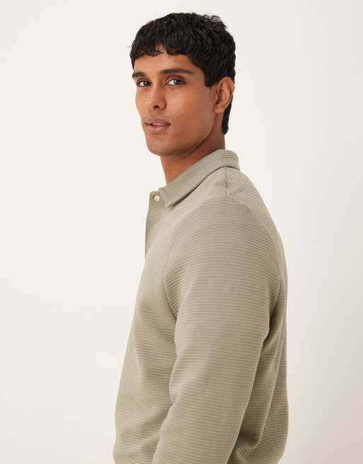 ASOS DESIGN relaxed polo sweatshirt with  ribbed texture in grey , 4 of 5
