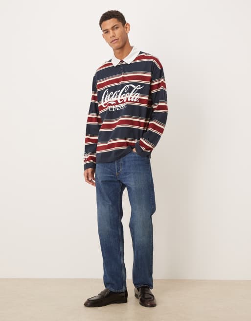 ASOS DESIGN relaxed polo with Coca Cola print in Navy, 2 of 5