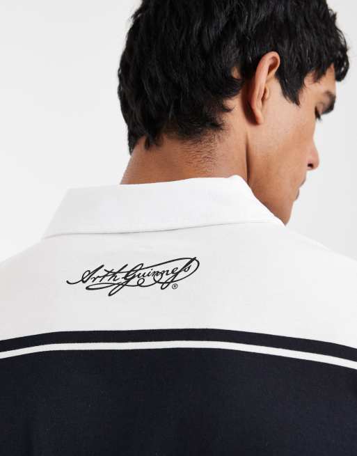 ASOS DESIGN relaxed polo with Guinness print in black, 3 of 5