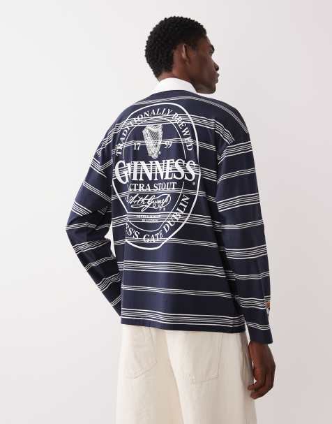 ASOS DESIGN relaxed polo with Guinness print in Navy - view 1