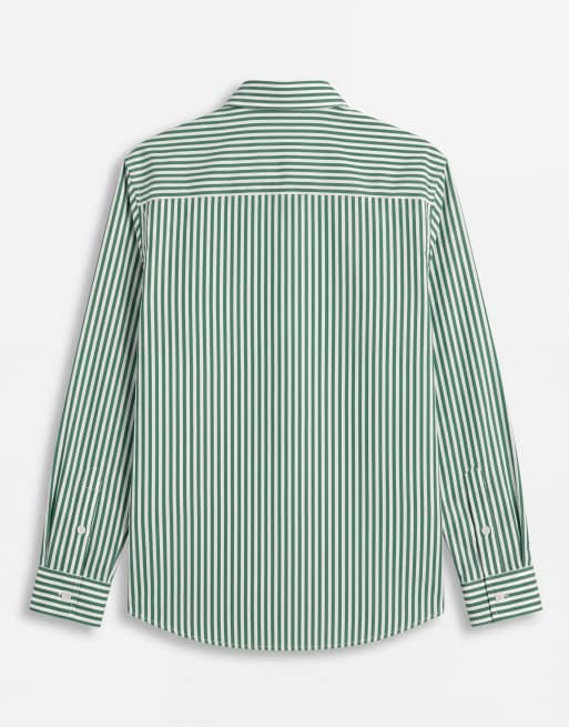 ASOS DESIGN relaxed poplin stripe shirt in green, 7 of 7