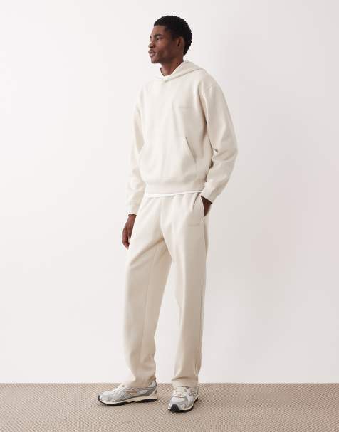 ASOS DESIGN relaxed printed hoodie and straight leg printed sweatpants set in beige - view 1