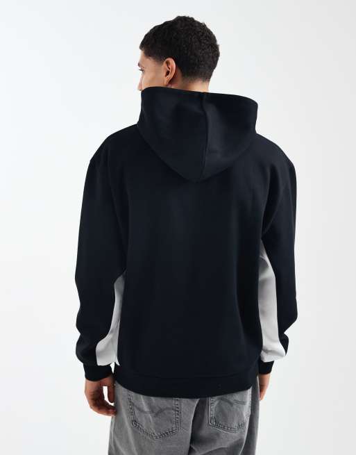 ASOS DESIGN relaxed printed hoodie with side panels in black, 3 of 5