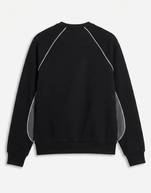 ASOS DESIGN relaxed printed sweatshirt with cut & sew panels in black, 7 of 7