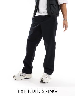 Asos Design Relaxed Pull-on Pants In Black With Elasticized Waist