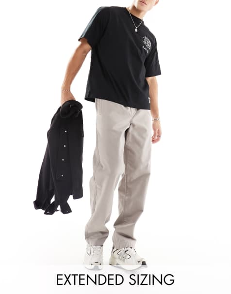 ASOS DESIGN relaxed pull-on pants in gray with elasticized waist - view 1