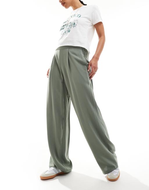 ASOS DESIGN relaxed pull on pants in khaki