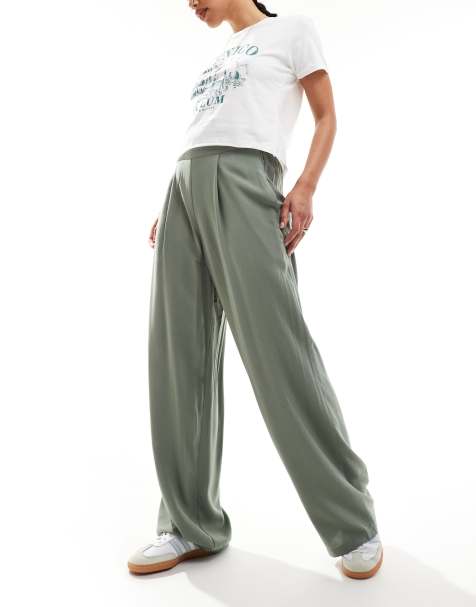 ASOS DESIGN relaxed pull on trousers in khaki - view 1