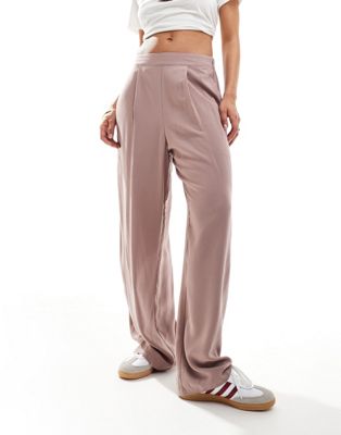 ASOS DESIGN relaxed pull on trousers in mink Sale