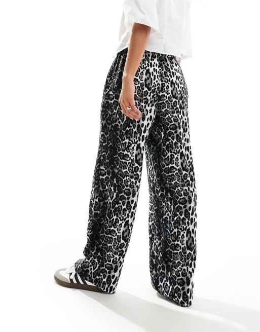 ASOS DESIGN relaxed pull on trousers in mono animal print ASOS