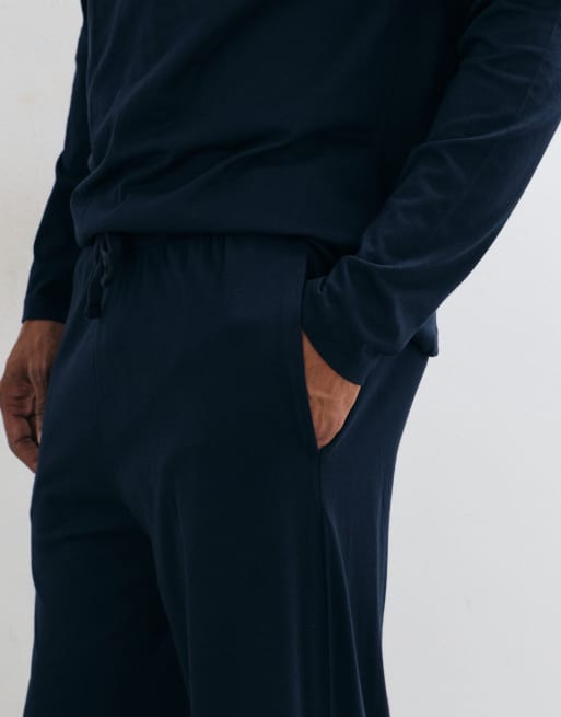 ASOS DESIGN relaxed pyjama set in navy, 2 of 5