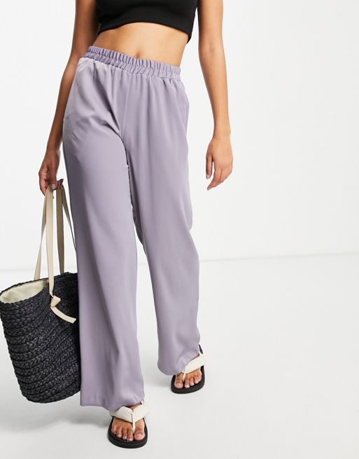 ASOS DESIGN relaxed pyjama suit wide leg trouser in lilac