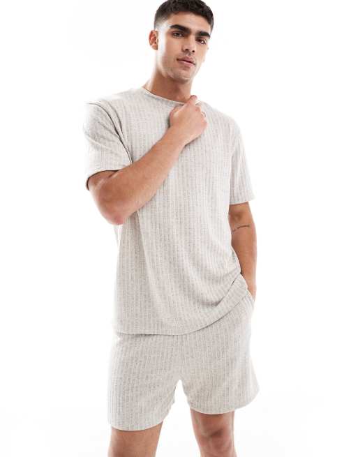 ASOS DESIGN relaxed pyjamas in brown texture