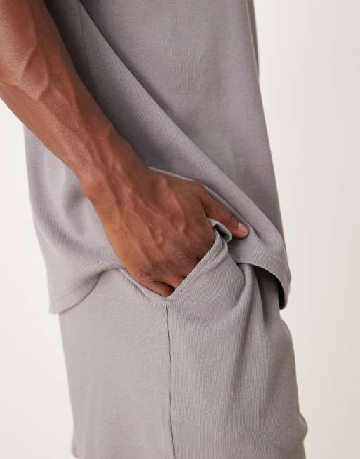 ASOS DESIGN relaxed pyjamas set in light grey, 2 of 4