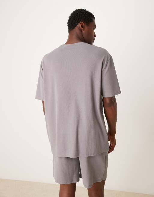 ASOS DESIGN relaxed pyjamas set in light grey, 3 of 4