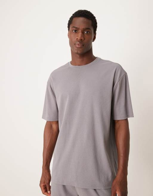 ASOS DESIGN relaxed pyjamas set in light grey, 4 of 4