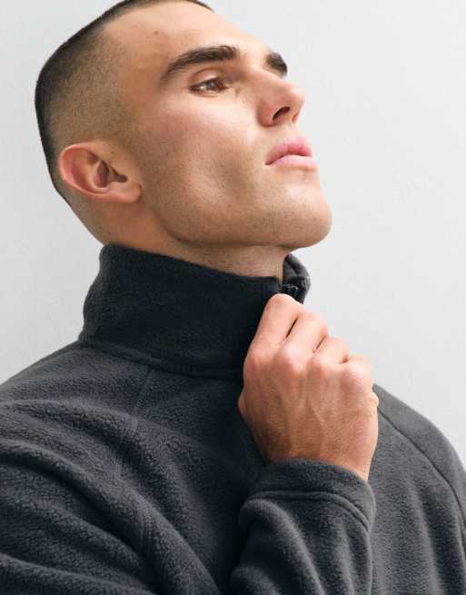 ASOS DESIGN relaxed quarter zip fleece in charcoal, 4 of 5