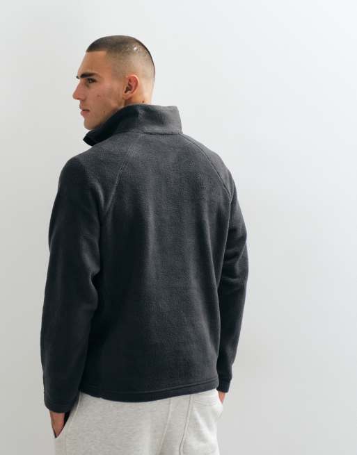 ASOS DESIGN relaxed quarter zip fleece in charcoal, 5 of 5