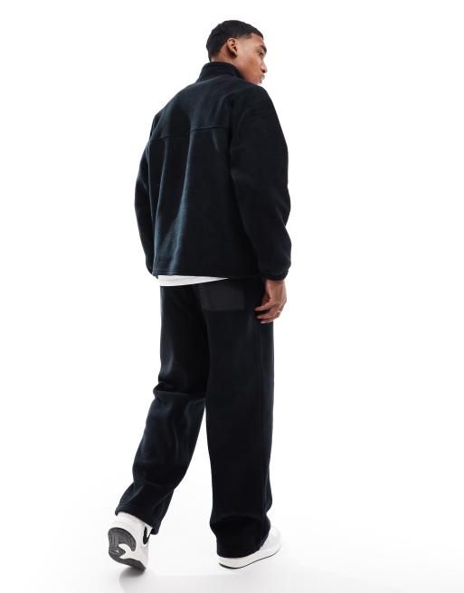 ASOS DESIGN relaxed quarter zip fleece sweatshirt in black with chest pocket, 4 of 4