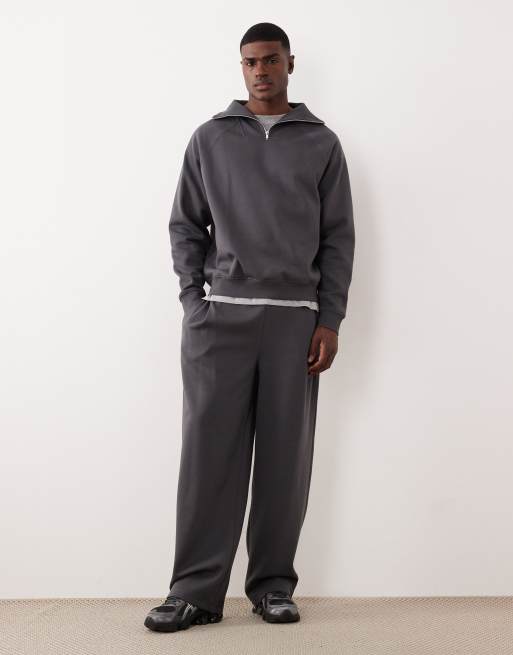 ASOS DESIGN relaxed quarter zip sweatshirt in charcoal, 2 of 5