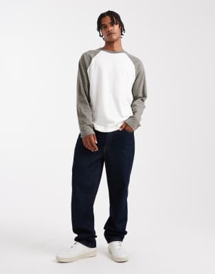 Asos Design Relaxed Raglan T-shirt In Multi