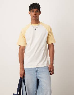 ASOS DESIGN relaxed raglan t-shirt in cream - view 1