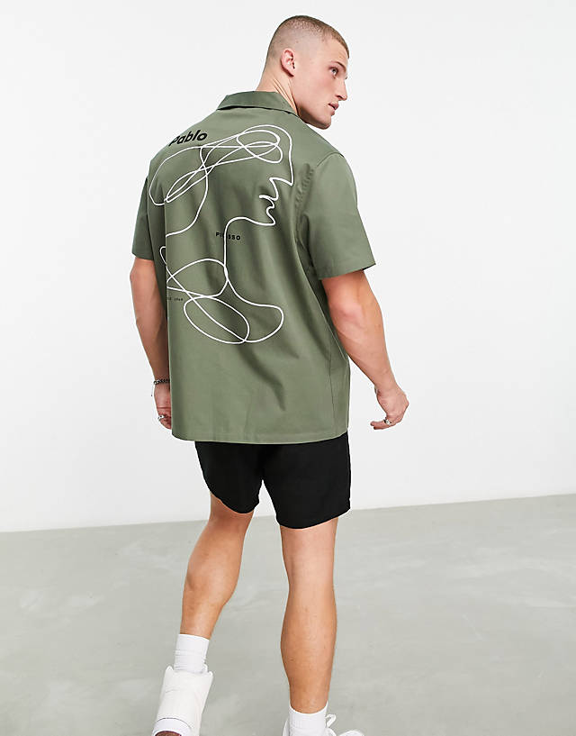 ASOS DESIGN - relaxed revere canvas shirt with picasso back print