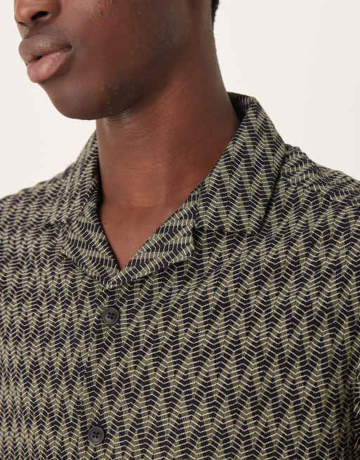 ASOS DESIGN relaxed revere crochet shirt in black and khaki, 5 of 5
