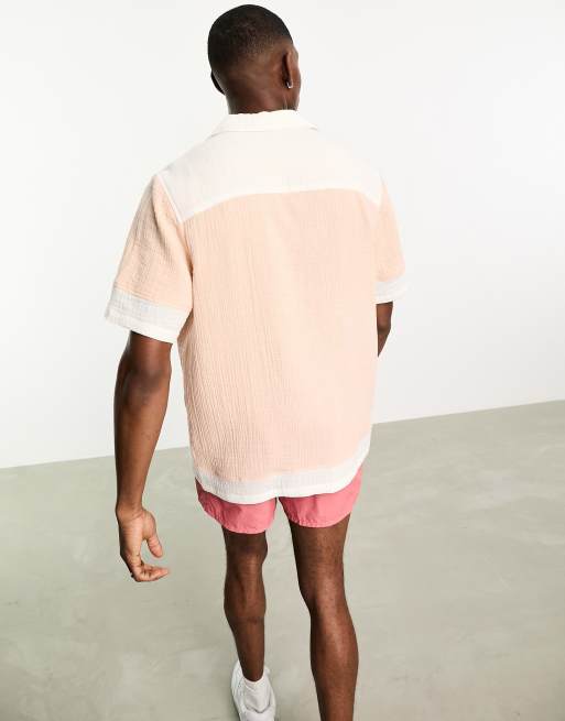 ASOS DESIGN relaxed revere cut and sew textured bowling shirt with chest embroidery, 4 of 4