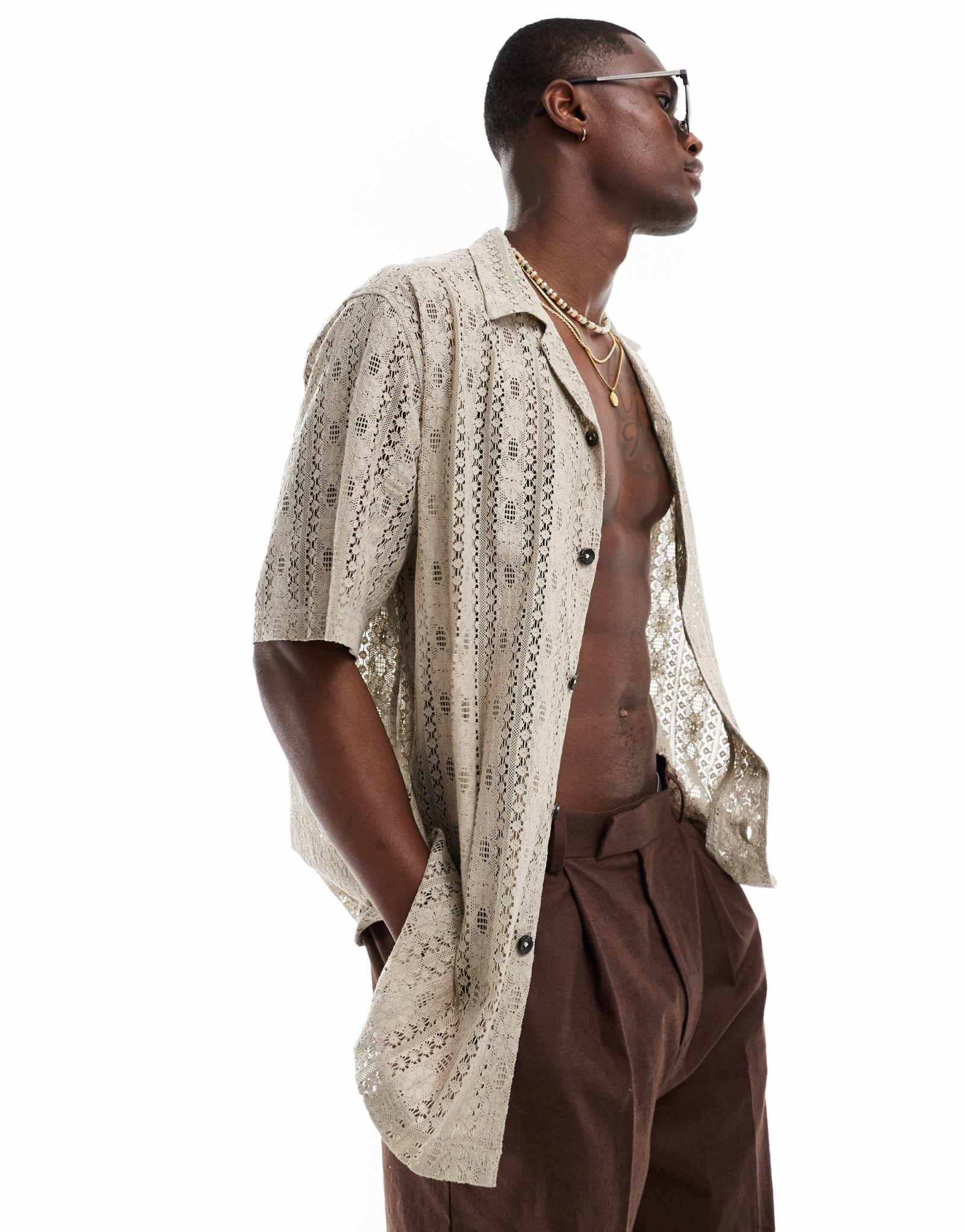 Свободная рубашка с кружевом ASOS DESIGN Revere