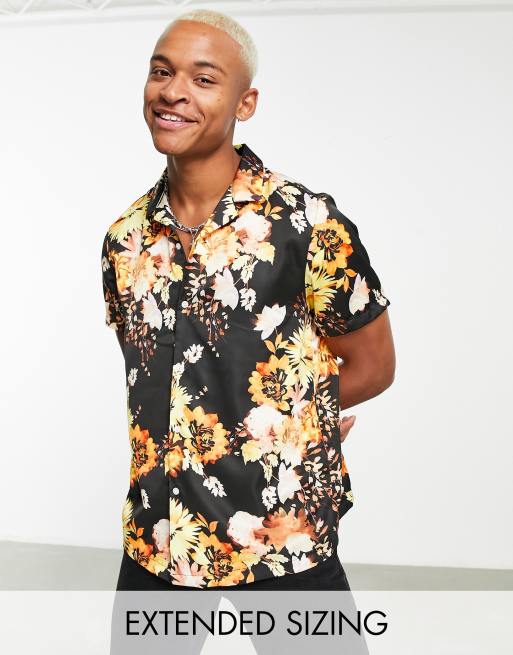 ASOS DESIGN relaxed revere shirt in floral tapestry print