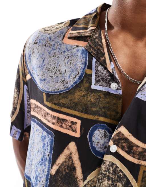 ASOS DESIGN relaxed revere shirt in abstract vintage print, 4 of 4