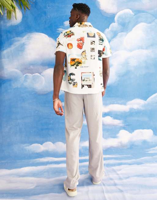 ASOS DESIGN relaxed revere shirt in all over photographic print, 2 of 4