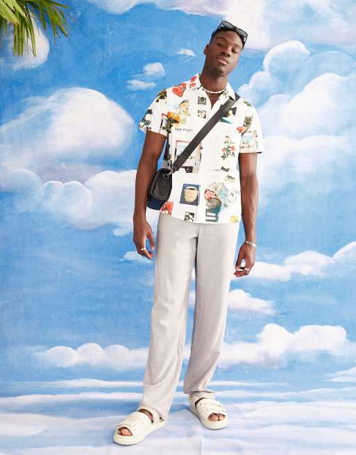 ASOS DESIGN relaxed revere shirt in all over photographic print, 4 of 4