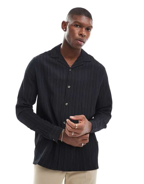 ASOS DESIGN relaxed revere shirt in black - view 1