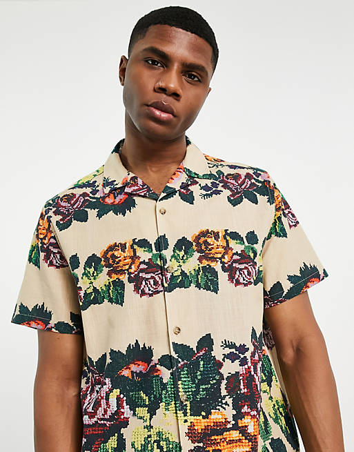 ASOS DESIGN relaxed revere shirt in floral tapestry print