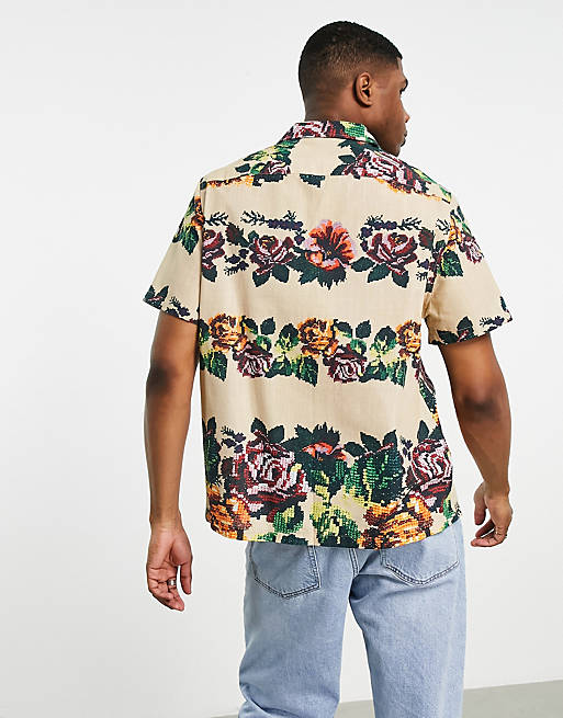 ASOS DESIGN relaxed revere shirt in floral tapestry print